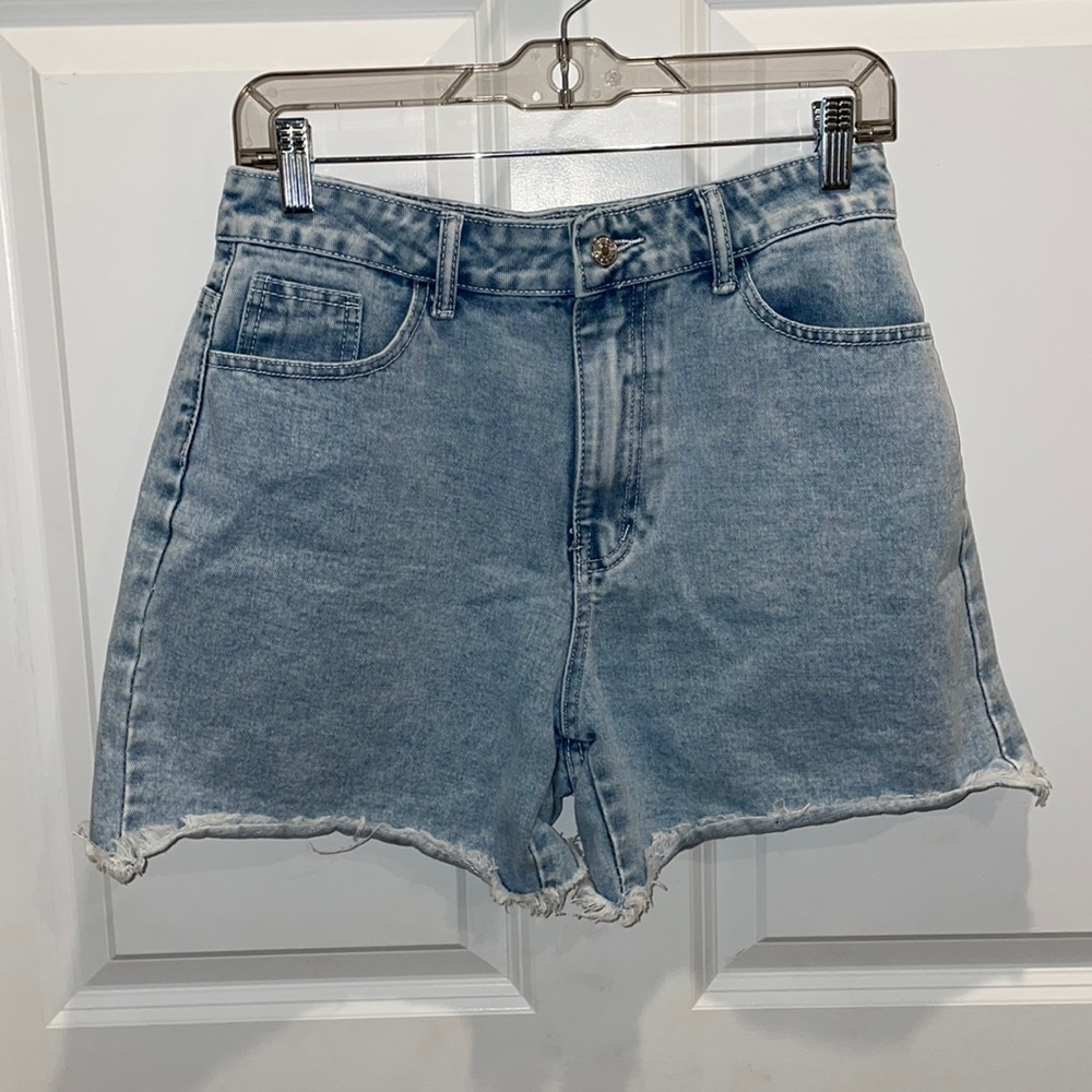 SHEIN Light Blue High-Waist Denim Jean Shorts